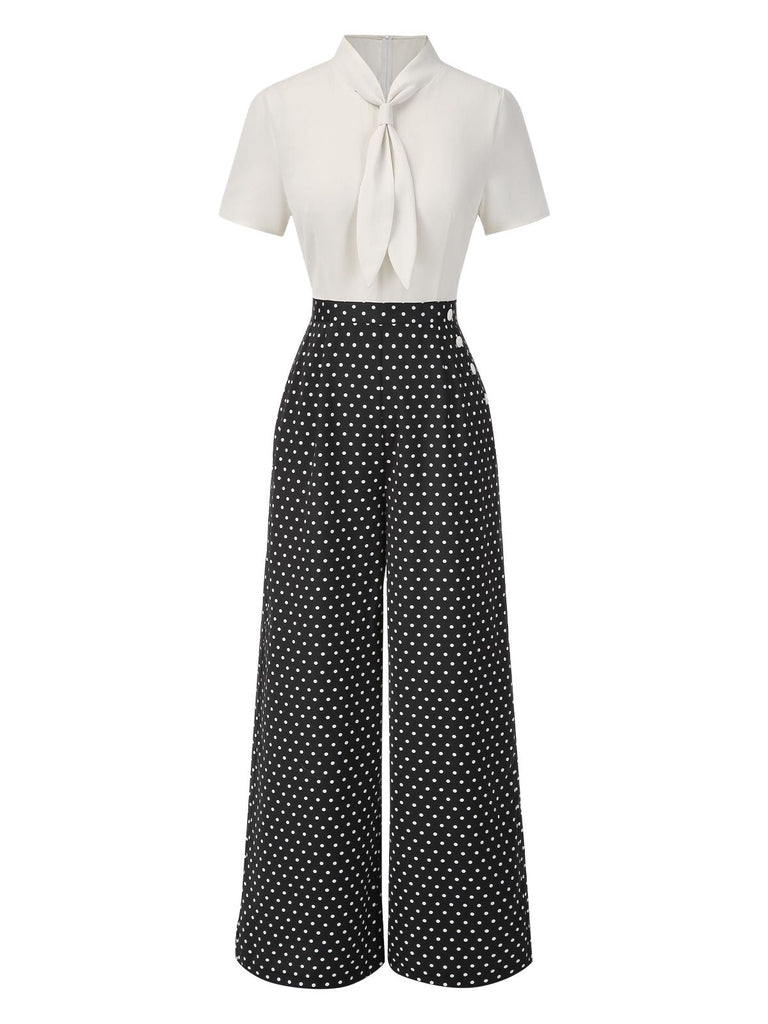 [Vorverkauf] 1940er Matrosenkragen Polka Dot Taste Jumpsuit