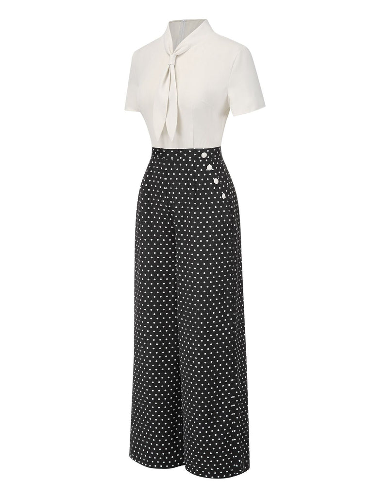 [Vorverkauf] 1940er Matrosenkragen Polka Dot Taste Jumpsuit