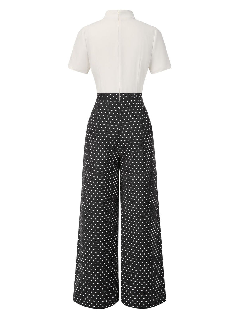 [Vorverkauf] 1940er Matrosenkragen Polka Dot Taste Jumpsuit