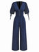 [Vorverkauf] Marineblau 1930er Polka Dot V-Ausschnitt Jumpsuit