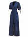 [Vorverkauf] Marineblau 1930er Polka Dot V-Ausschnitt Jumpsuit