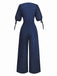 [Vorverkauf] Marineblau 1930er Polka Dot V-Ausschnitt Jumpsuit