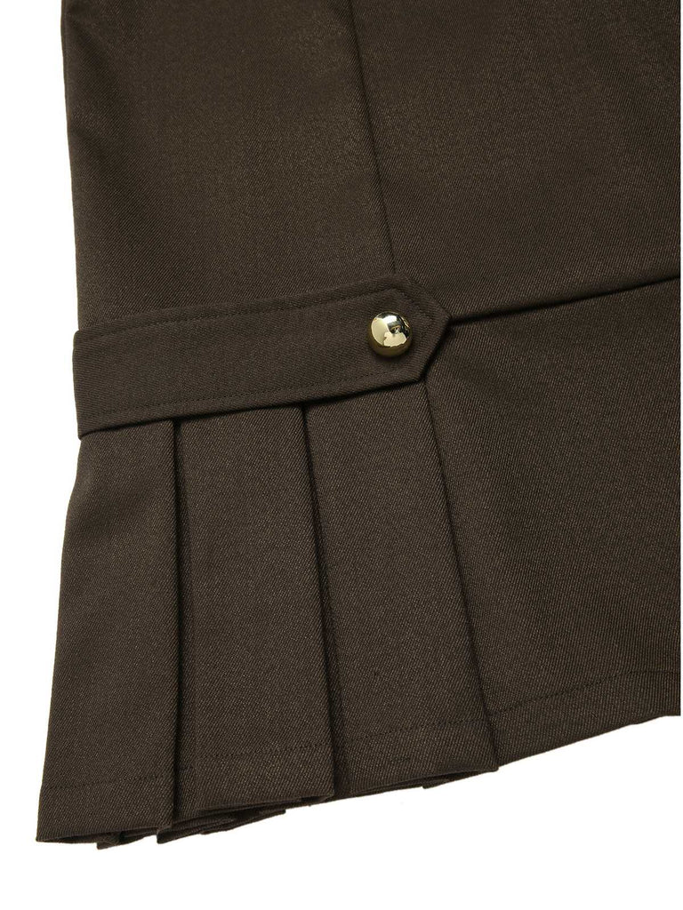 [Vorverkauf] Braun 1960er Kontrast Langarm Bleistift Kleid