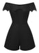[Vorverkauf] Schwarz 1950er Gothic Schläger Schulterfrei Netz Romper