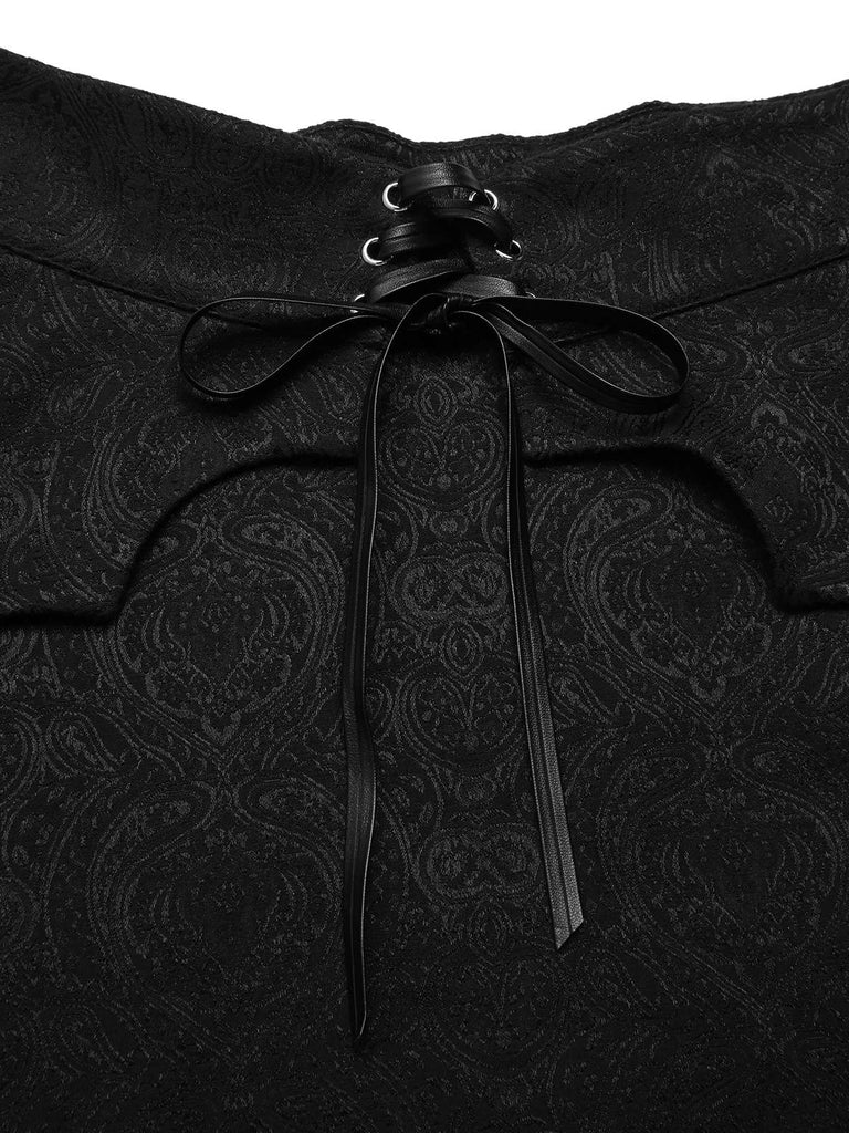 [Vorverkauf] Schwarz 1950er Gothic Schläger Jacquard Cover-Up