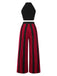 [Vorverkauf] 2PCS Schwarz 1940er Herz Farbblock Crop Top & Hose