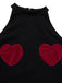 [Vorverkauf] 2PCS Schwarz 1940er Herz Farbblock Crop Top & Hose