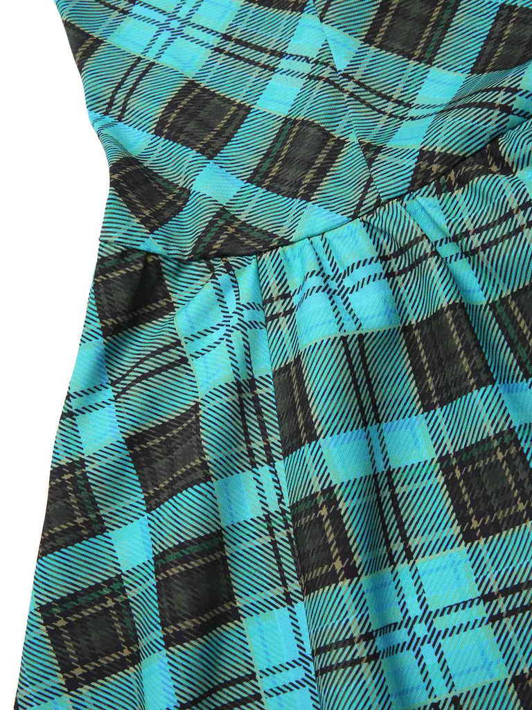 [Vorverkauf] Blau 1970er Plaid Peter Pan Kragen Frankie Stein Kleid