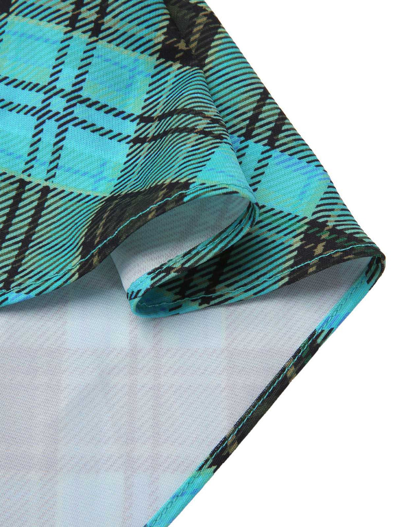 [Vorverkauf] Blau 1970er Plaid Peter Pan Kragen Frankie Stein Kleid