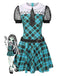 [Vorverkauf] Blau 1970er Plaid Peter Pan Kragen Frankie Stein Kleid