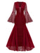 1920er Tief V-Ausschnitt Glockenärmel Spitze Meerjungfrauen Kleid