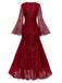 1920er Tief V-Ausschnitt Glockenärmel Spitze Meerjungfrauen Kleid