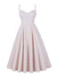 Weiß 1950er Gingham Plaid Spaghetti Träger Kleid