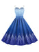 Blau 1950er Halloween Elsa Pailletten Schneeflocke Träger Kleid