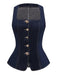 Blau 1950er Quadratischer Hals Tasteed Denim Weste