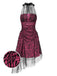 [Vorverkauf] Rosa 1970er Zebra Halter Netz Party Kleid
