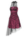 [Vorverkauf] Rosa 1970er Zebra Halter Netz Party Kleid