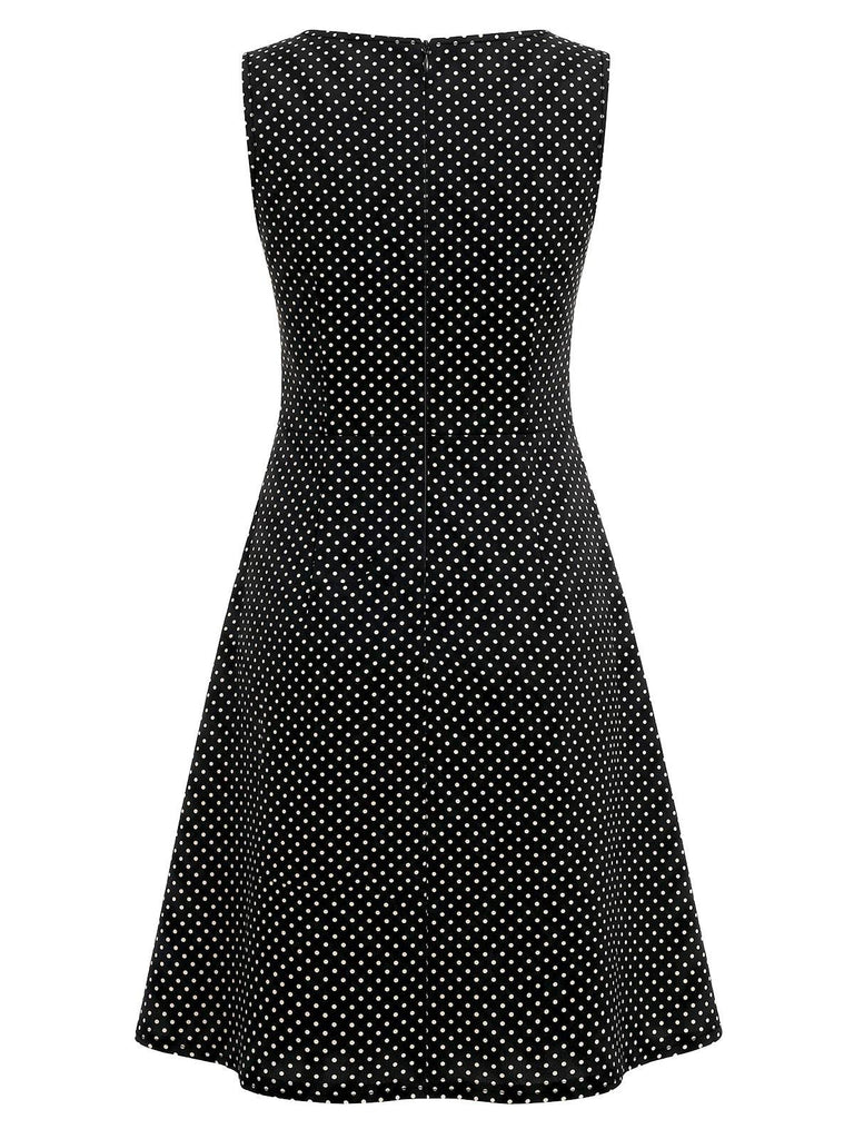 Oranges 60er A-Linien-Kleid mit Katzen- und Kürbis-Print