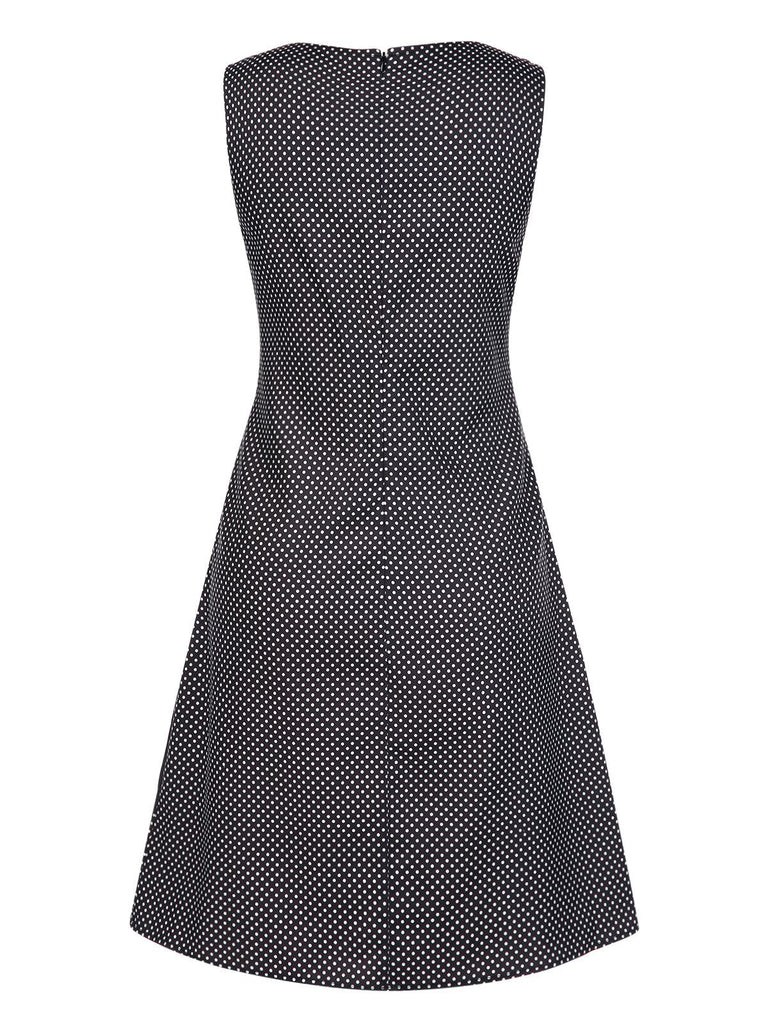 [Vorverkauf] Schwarz 1960er Gesichtsdruck Polka Dot Kleid