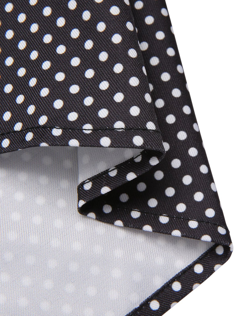 [Vorverkauf] Schwarz 1960er Gesichtsdruck Polka Dot Kleid