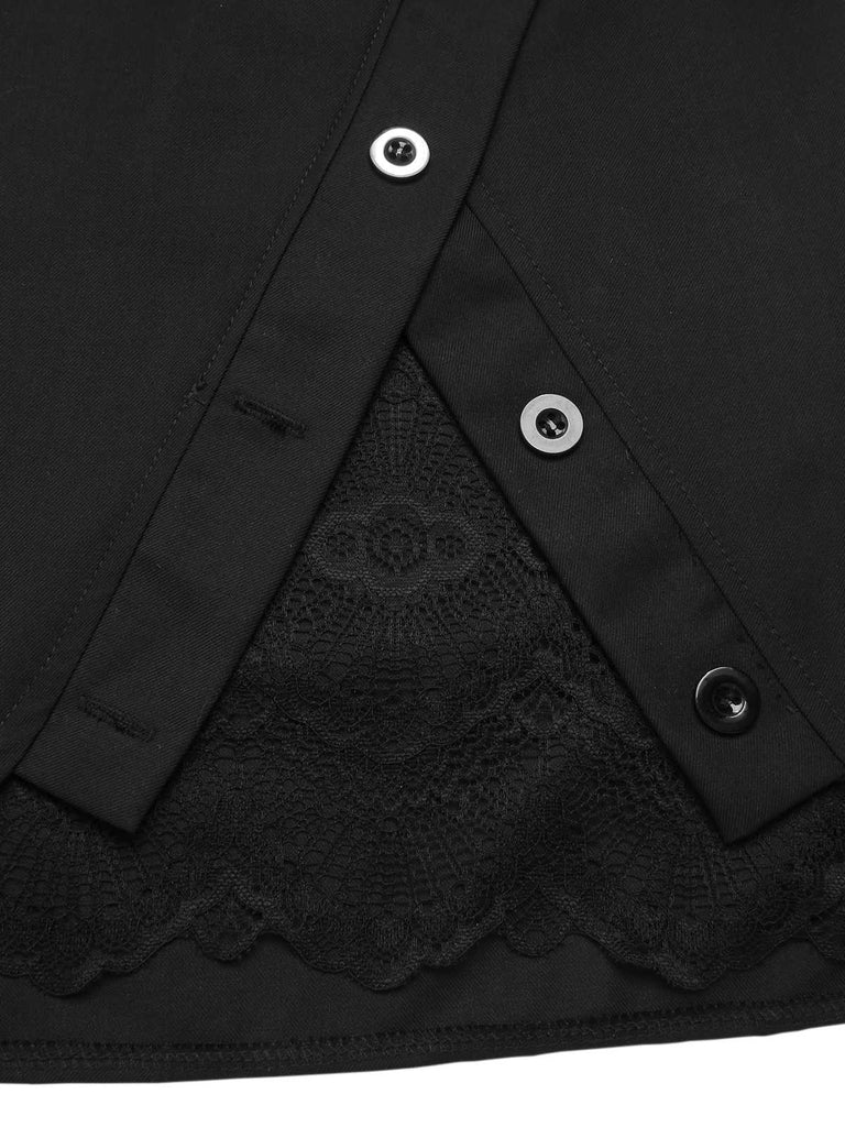 [Vorverkauf] 2PCS 1960er Tasten Shirt & Spitze Hem Solide Rock