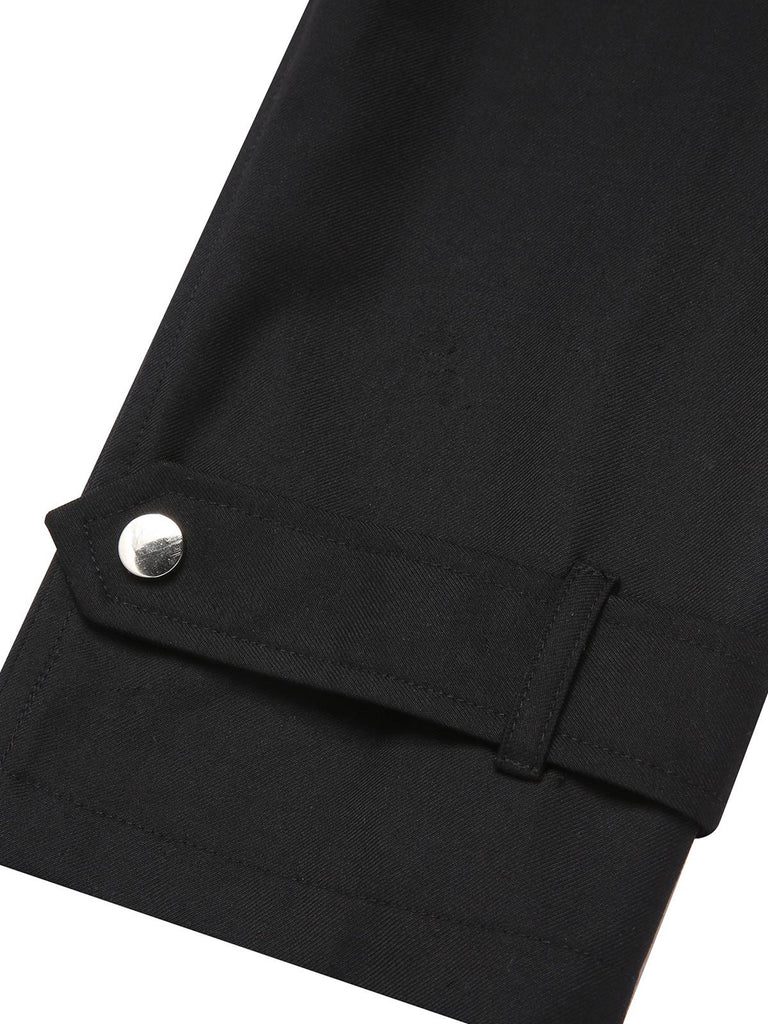 [Vorverkauf] Schwarz 1950er Revers Box-Pleat Tasche Jacke