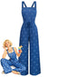 Blau 1970er Boho Sternmuster Jumpsuit