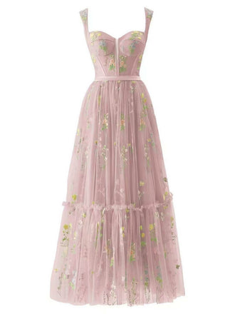 Weiß 1930er Blumen Netz Stäbchen Schnürung Kleid