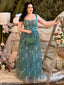 Grün 1930er Blumen Netz Stäbchen Schnürung Kleid