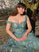 Grün 1930er Blumen Netz Stäbchen Schnürung Kleid
