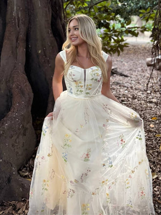 Gelb 1930er Blumen Netz Stäbchen Schnürung Kleid