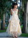 Gelb 1930er Blumen Netz Stäbchen Schnürung Kleid