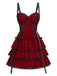 [Vorverkauf] Rot 1980er Plaid Gothic Lagen Rüschen Korsett Kleid