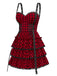 [Vorverkauf] Rot 1980er Plaid Gothic Lagen Rüschen Korsett Kleid