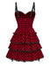 [Vorverkauf] Rot 1980er Plaid Gothic Lagen Rüschen Korsett Kleid