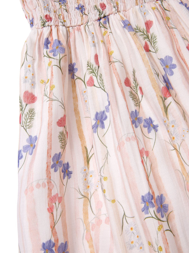 [Vorverkauf] [Übergröße] Rosa 1970er Blumen Gerüschter-Saum Kleid