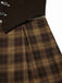 [Vorverkauf] Braun 1930er Gefälschte 3PCS Bogen Plaid Jumpsuit