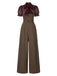 [Vorverkauf] Rot 1930er Netz Patchwork Vertikal Streifen Jumpsuit