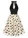 [Vorverkauf] Beige 1950er Rosen Netz Halter Kleid
