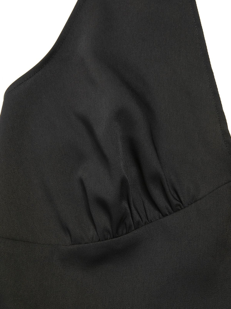 [Vorverkauf] Beige 1950er Rosen Netz Halter Kleid
