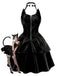 [Vorverkauf] Schwarz 1950er Halloween Katzenmädchen Leder Kleid