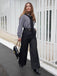 Schwarz 1940er Hemdkragen Streifen Jumpsuit Mit Kap