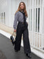 Schwarz 1940er Hemdkragen Streifen Jumpsuit Mit Kap