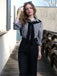 Schwarz 1940er Hemdkragen Streifen Jumpsuit Mit Kap