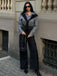 Schwarz 1940er Hemdkragen Streifen Jumpsuit Mit Kap