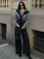 Schwarz 1940er Hemdkragen Streifen Jumpsuit Mit Kap