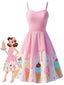 [Vorverkauf] Blassrosa 1950er Eiscreme Herzförmiger Hals Kleid