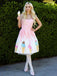 Blassrosa 1950er Eiscreme Herzförmiger Hals Kleid
