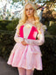 Rosa 1940er Prinzessin Schulterfrei Tüll Party Kleid