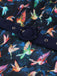 Multicolor 1950er Vogel Neckholder Gürtel Kleid